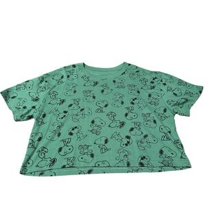 NWT Green Snoopy Peanuts Crop Top size XL